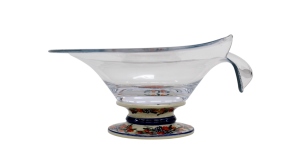 Glass bowl / platter on ceramic foot (A328 D68)