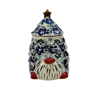 Gnome Christmas tree ceramic container with lid (A523 D87)