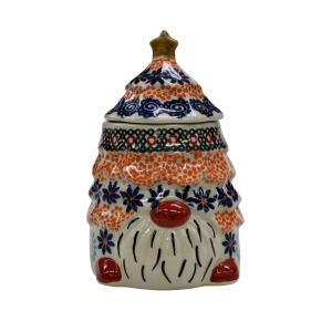 Gnome Christmas tree ceramic container with lid (A523 D77)  