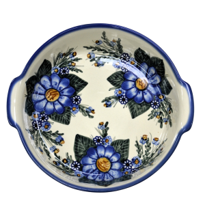 Round ceramic platter with handles (A525 D7)  
