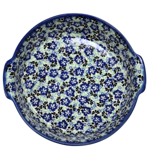 Round ceramic platter with handles (A525 D87)          