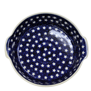 Round ceramic platter with handles (A525 D46)           