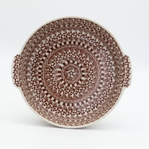 Round ceramic platter with handles (A525 D50)   