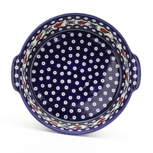 Round ceramic platter with handles (A525 D105)    