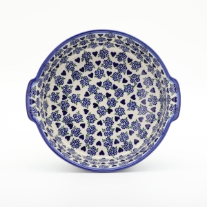 Round ceramic platter with handles (A525 D89)      