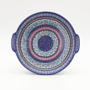 Round ceramic platter with handles (A525 D3)        