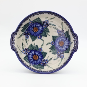 Round ceramic platter with handles (A525 D74)        