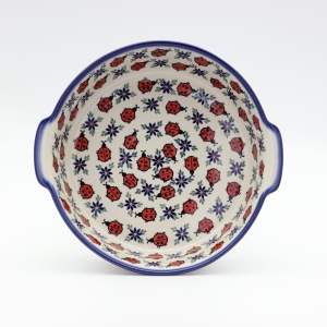 Round ceramic platter with handles (A525 D18)         
