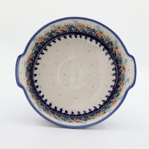 Round ceramic platter with handles (A525 D23)