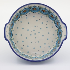Round ceramic platter with handles (A525 D102)    