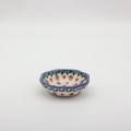 Flower bowl IV A269 D139 – hand-painted Bolesławiec pottery in a decorative flower shape with a traditional blue-and-white pattern, perfect for desserts and snacks.