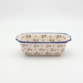 Ceramic bread baking dish with handles II A181 D141 – hand-painted Bolesławiec pottery, ideal for baking bread, durable and decorative.