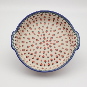 Round ceramic platter with handles (A525 D139) 
