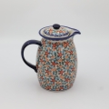 Tall teapot ANDY A291 D54 – hand-painted Bolesławiec pottery in a traditional pattern, elegant and functional for brewing tea.