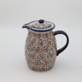 Tall teapot ANDY A291 D54 – hand-painted Bolesławiec pottery in a traditional pattern, elegant and functional for brewing tea.