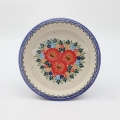 Round ceramic baking dish from Boleslawiec, authentic Polish pottery, hand painted stoneware cookware, handmade artisan ceramic dish for oven, microwave and dishwasher.