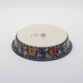 Okrągłe ceramiczne naczynie do zapiekania z Bolesławca, ręcznie zdobiona ceramika bolesławiecka, polskie rękodzieło artystyczne do piekarnika, mikrofalówki i zmywarki.