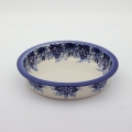 Round ceramic baking dish from Boleslawiec, authentic Polish pottery, hand painted stoneware cookware, handmade artisan ceramic dish for oven, microwave and dishwasher.