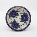 Okrągłe ceramiczne naczynie do zapiekania z Bolesławca, ręcznie zdobiona ceramika bolesławiecka, polskie rękodzieło artystyczne do piekarnika, mikrofalówki i zmywarki.