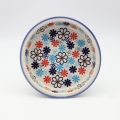 Okrągłe ceramiczne naczynie do zapiekania z Bolesławca, ręcznie zdobiona ceramika bolesławiecka, polskie rękodzieło artystyczne do piekarnika, mikrofalówki i zmywarki.