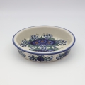 Round ceramic baking dish from Boleslawiec, authentic Polish pottery, hand painted stoneware cookware, handmade artisan ceramic dish for oven, microwave and dishwasher.