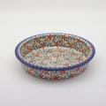 Round ceramic baking dish from Boleslawiec, authentic Polish pottery, hand painted stoneware cookware, handmade artisan ceramic dish for oven, microwave and dishwasher.