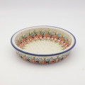 Round ceramic baking dish from Boleslawiec, authentic Polish pottery, hand painted stoneware cookware, handmade artisan ceramic dish for oven, microwave and dishwasher.