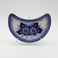 Hand-decorated Bolesławiec pottery – crescent tray, elegant table decoration.
