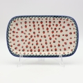 Boleslawiec rectangular platter CH, hand-painted Polish pottery serving dish.