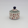 Polish pottery sugar bowl with lid from Boleslawiec – handmade ceramic.