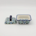 Hand-painted butter dish made from traditional Bolesławiec pottery. A practical and elegant container perfect for storing and serving butter.