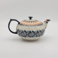 Hand-painted Alladyn teapot 2L made from traditional Bolesławiec pottery. A stylish and functional teapot perfect for brewing tea and serving hot beverages.