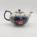 Hand-painted Alladyn teapot 2L made from traditional Bolesławiec pottery. A stylish and functional teapot perfect for brewing tea and serving hot beverages.