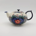 Hand-painted Alladyn teapot 2L made from traditional Bolesławiec pottery. A stylish and functional teapot perfect for brewing tea and serving hot beverages.