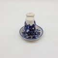 Hand-painted salt and pepper shakers with tray made from traditional Bolesławiec pottery. A stylish set perfect for everyday use and elegant table settings.