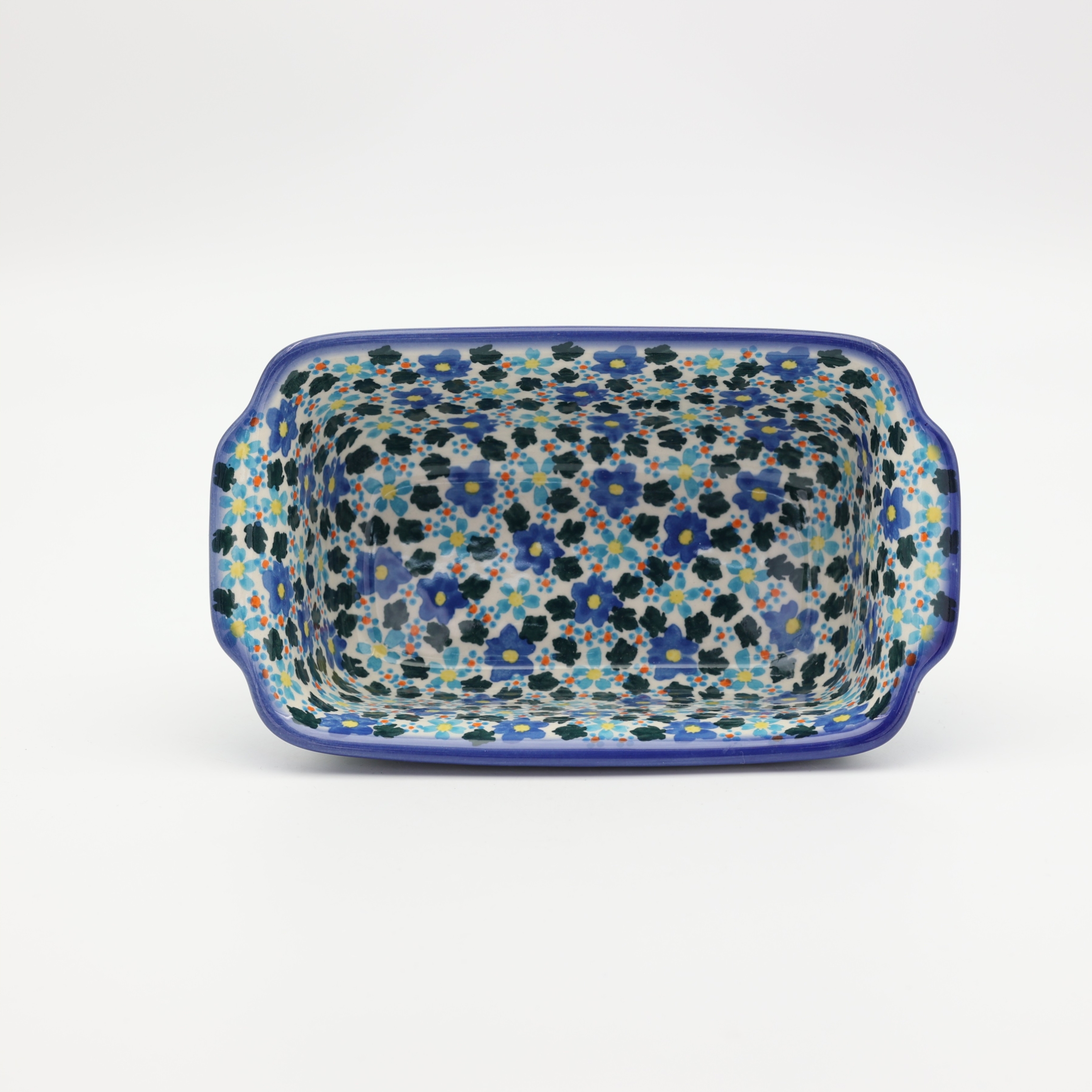 Ceramic bread baking dish with handles II A181 D134 – hand-painted Bolesławiec pottery, ideal for baking bread, durable and decorative.