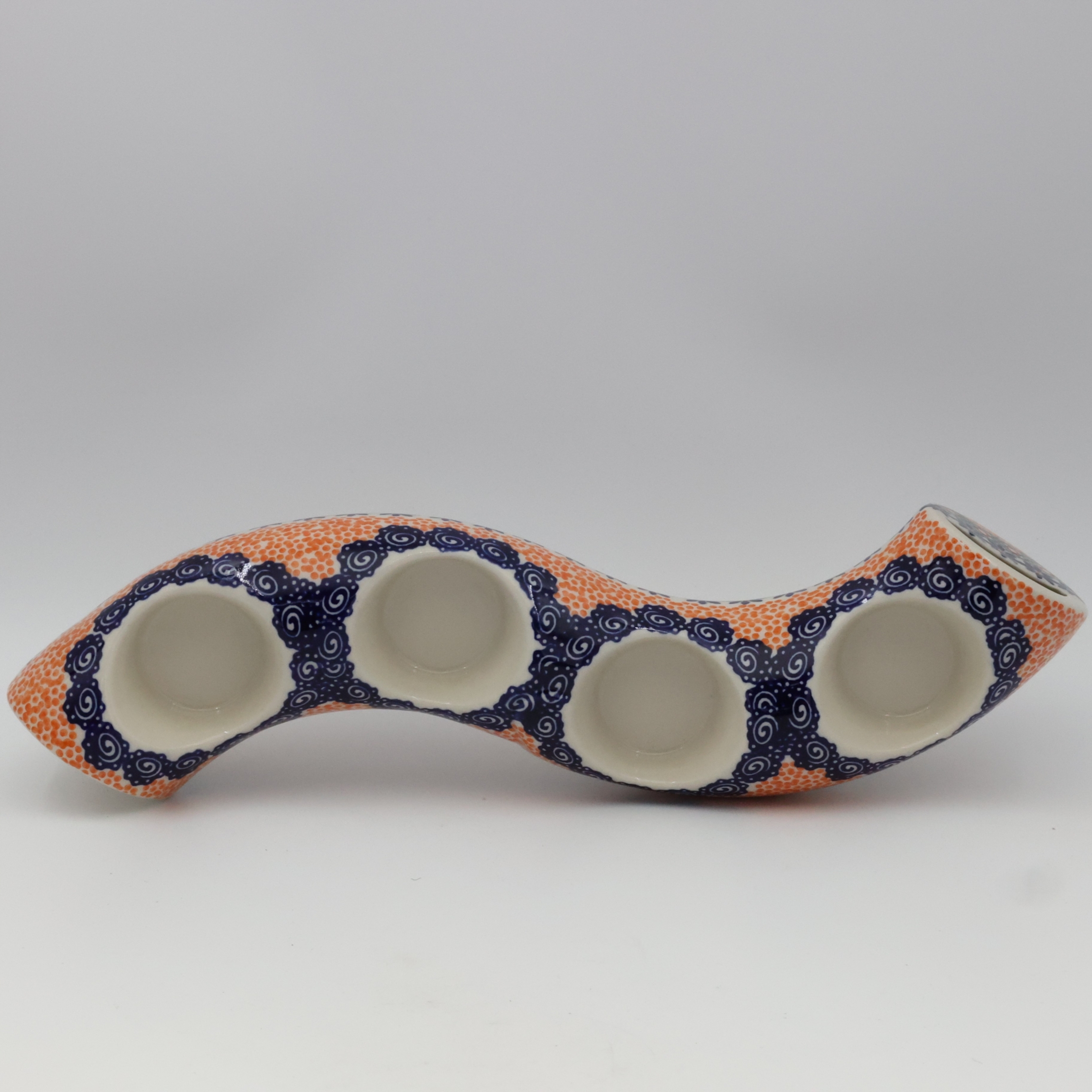 Decorative Bolesławiec candle holder A750 D77, ideal for living room or dining area.