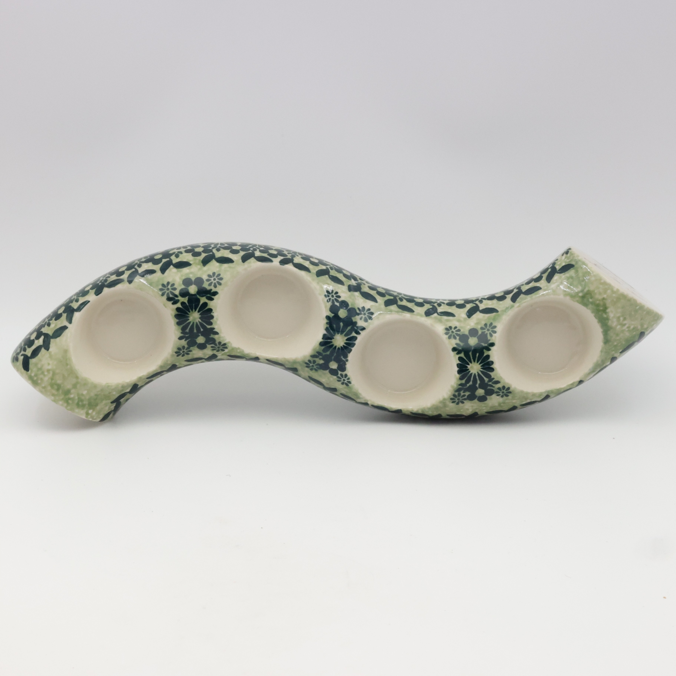 Decorative Bolesławiec candle holder A750 D49, ideal for living room or dining area.