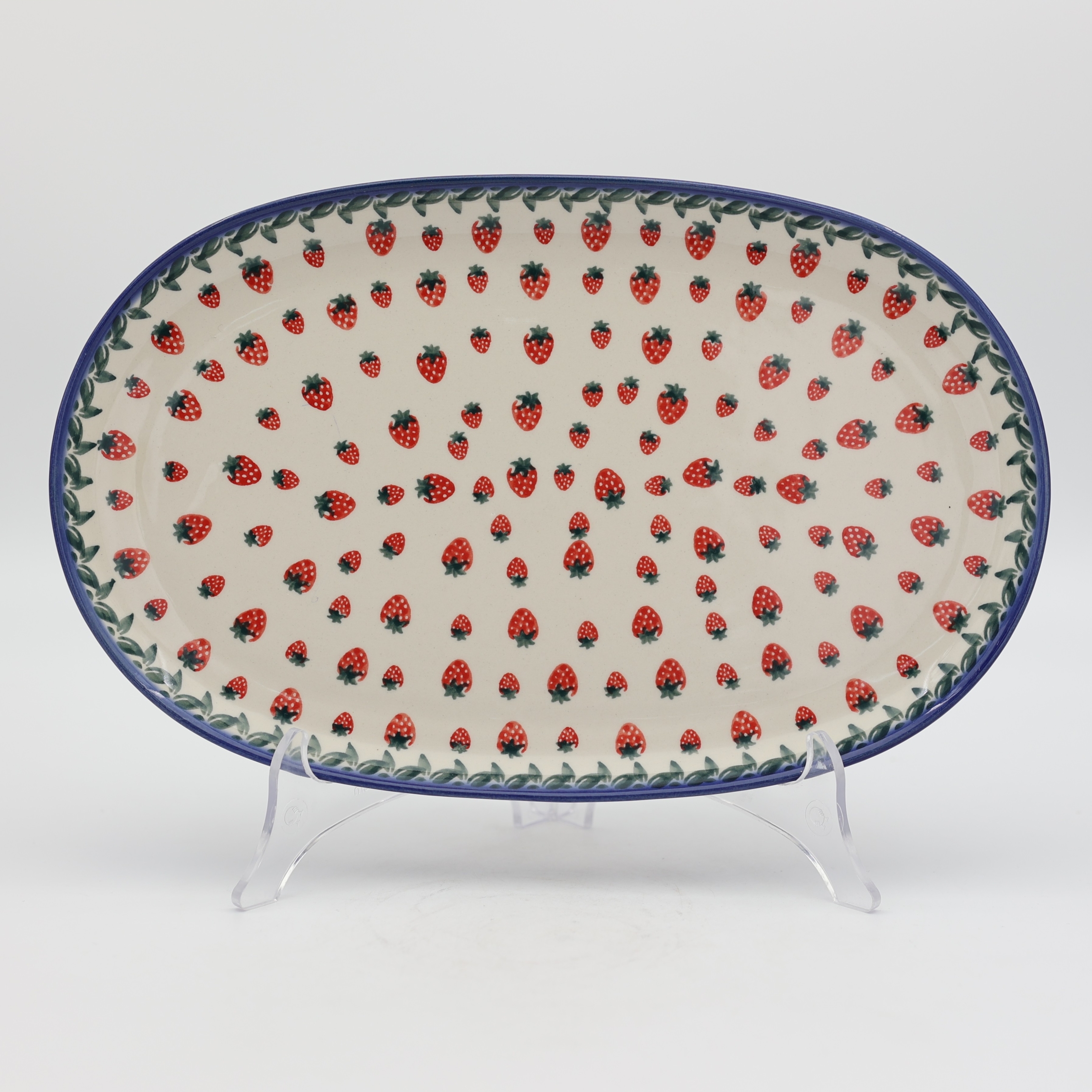 Półmisek bolesławiecki 33 cm – duży owalny półmisek ceramiczny, ręcznie malowany.