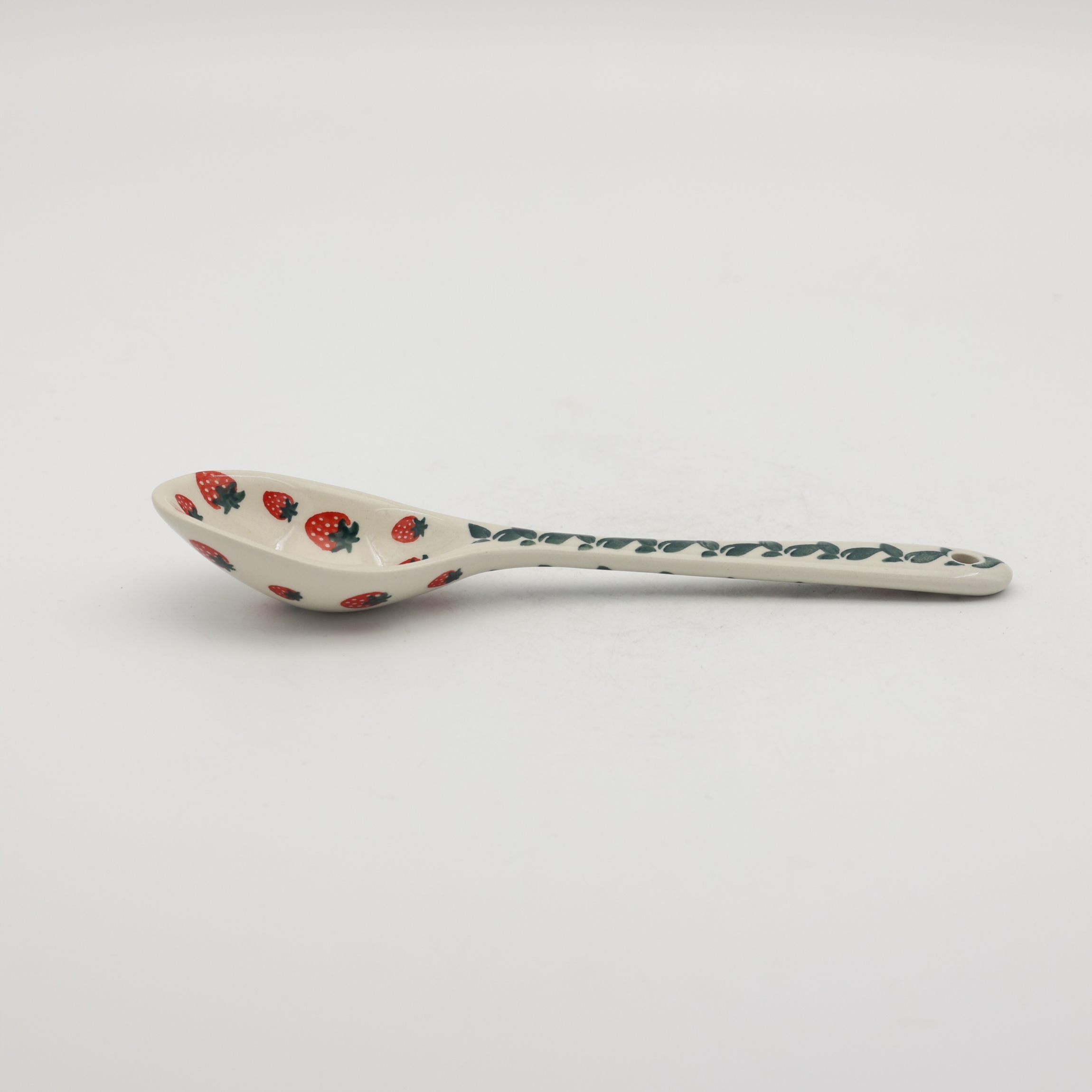 Elegant large ceramic spoon from Bolesławiec, a renowned center of traditional Polish pottery.